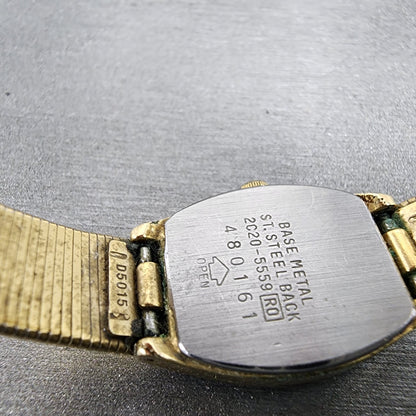 VTG Seiko Watch Women 16mm Gold Dial Gold Tone 2C20-5559 Tonneau New Battery
