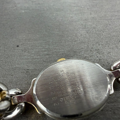 Seiko Watch Women 17mm Champagne Dial Two Tone Oval 2P21-5D00 New Battery VTG9