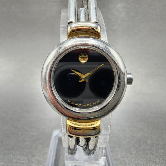 Movado Harmony Watch Women 23mm Black Dial Two Tone Round 97 A1 809 A PARTS0