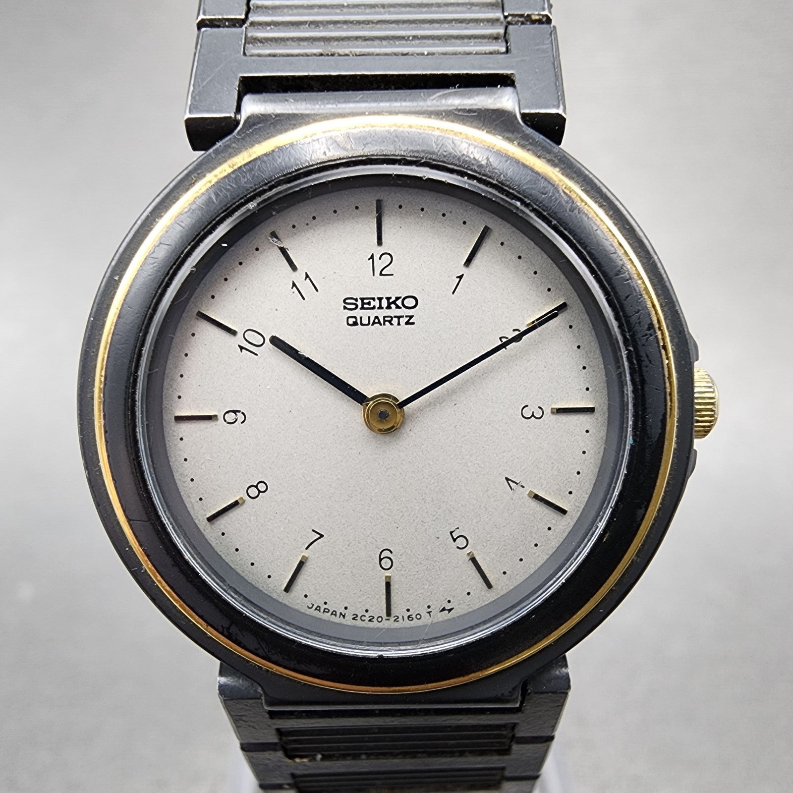 Seiko Watch Women 25mm Silver Tone Black Tone Round 2c200260 New Battery1