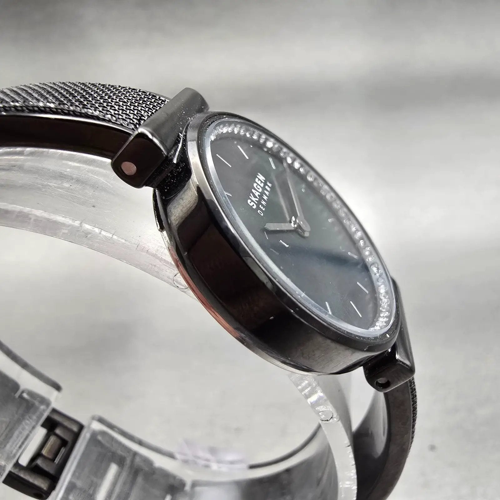 Skagen Annelie Watch Women 25mm MOP Dial Black Tone Gemmed Round SKW2792 New Bat3