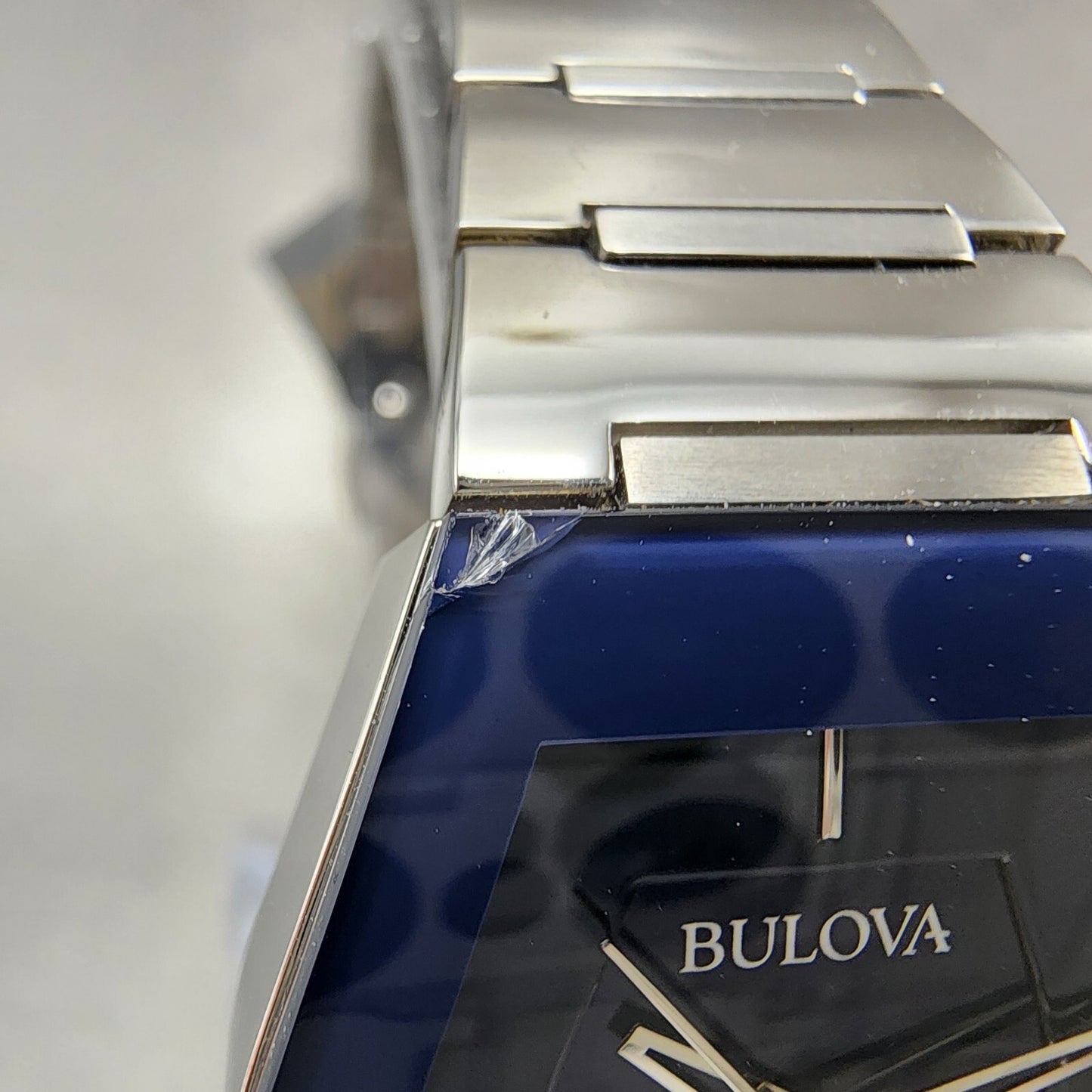 Bulova Futuro Watch Women 30mm Blue Dial Stainless Steel Tonneau 96L293 CHIPPED5