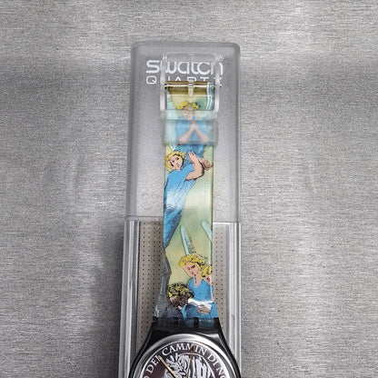Swatch Le Poème Watch Men 34mm Silver Dial Black Case GM123 New Battery NOS2