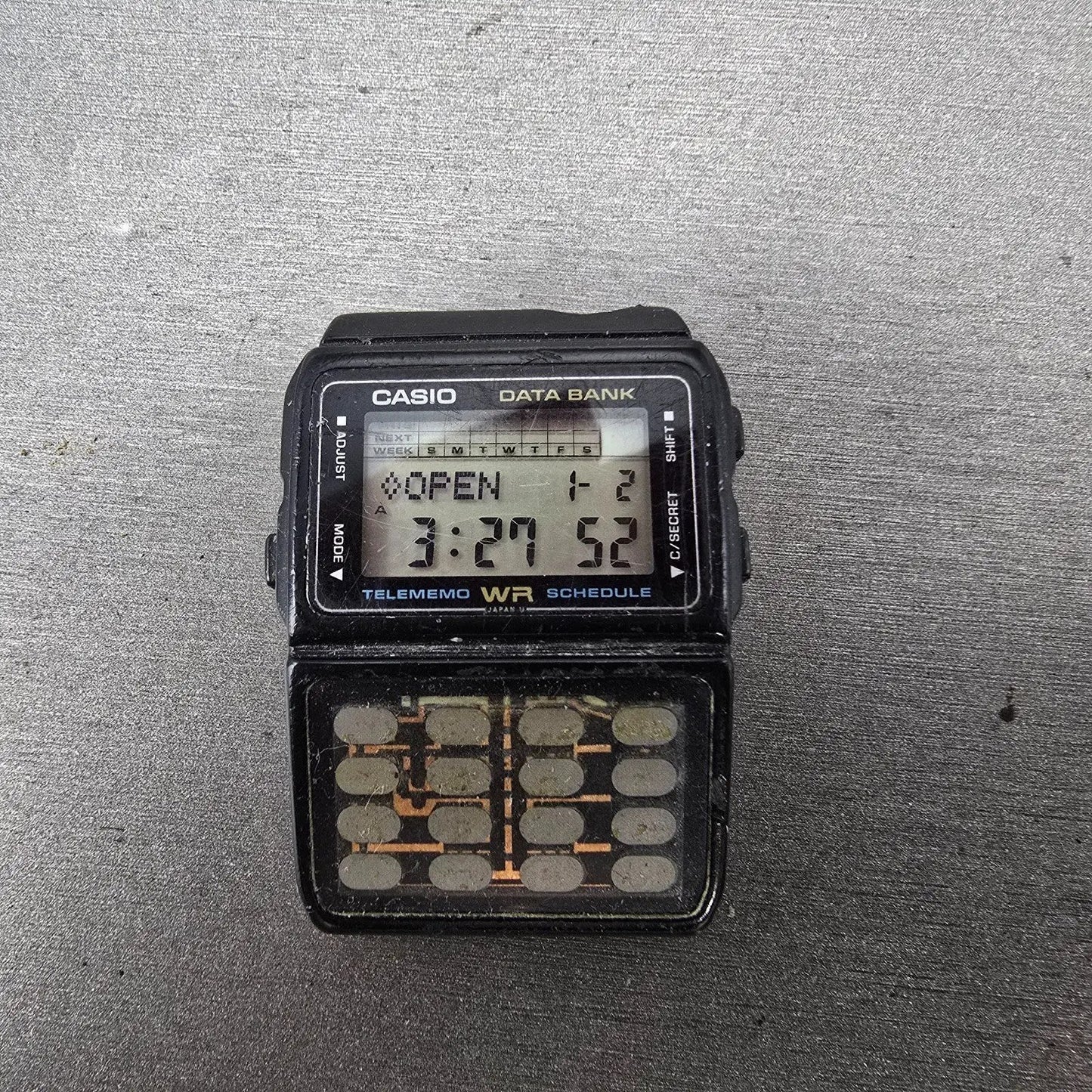 Casio DBC-61 Calculator Watch Men 33mm Digital Black Data Bank VTG PARTS0