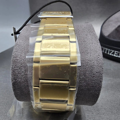Citizen Chandler Eco-Drive Watch Men 41mm Silver Dial Gold Date AW1372-81A WBox7