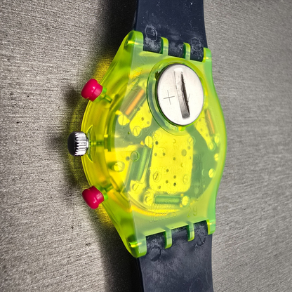 Swatch Chrono Grand Prix Watch Men 37mm Blue Dial Yellow Case SCJ101 New Battery12