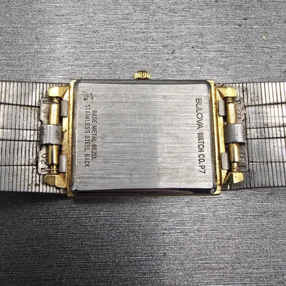 Bulova Watch Women 23mm Gold Dial Gold Tone Rectangle 92N75 New Battery Vintage10