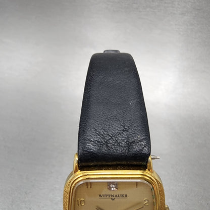 Wittnauer Tank Watch Men 26mm Champagne Dial Gold Tone Rectangle New Battery5