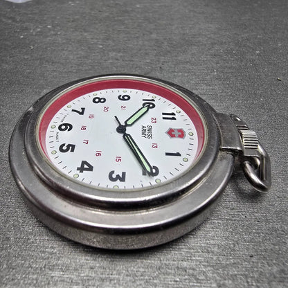 Victorinox Swiss Army Pocket Watch Men 48mm White Dial Silver Tone Round PARTS6