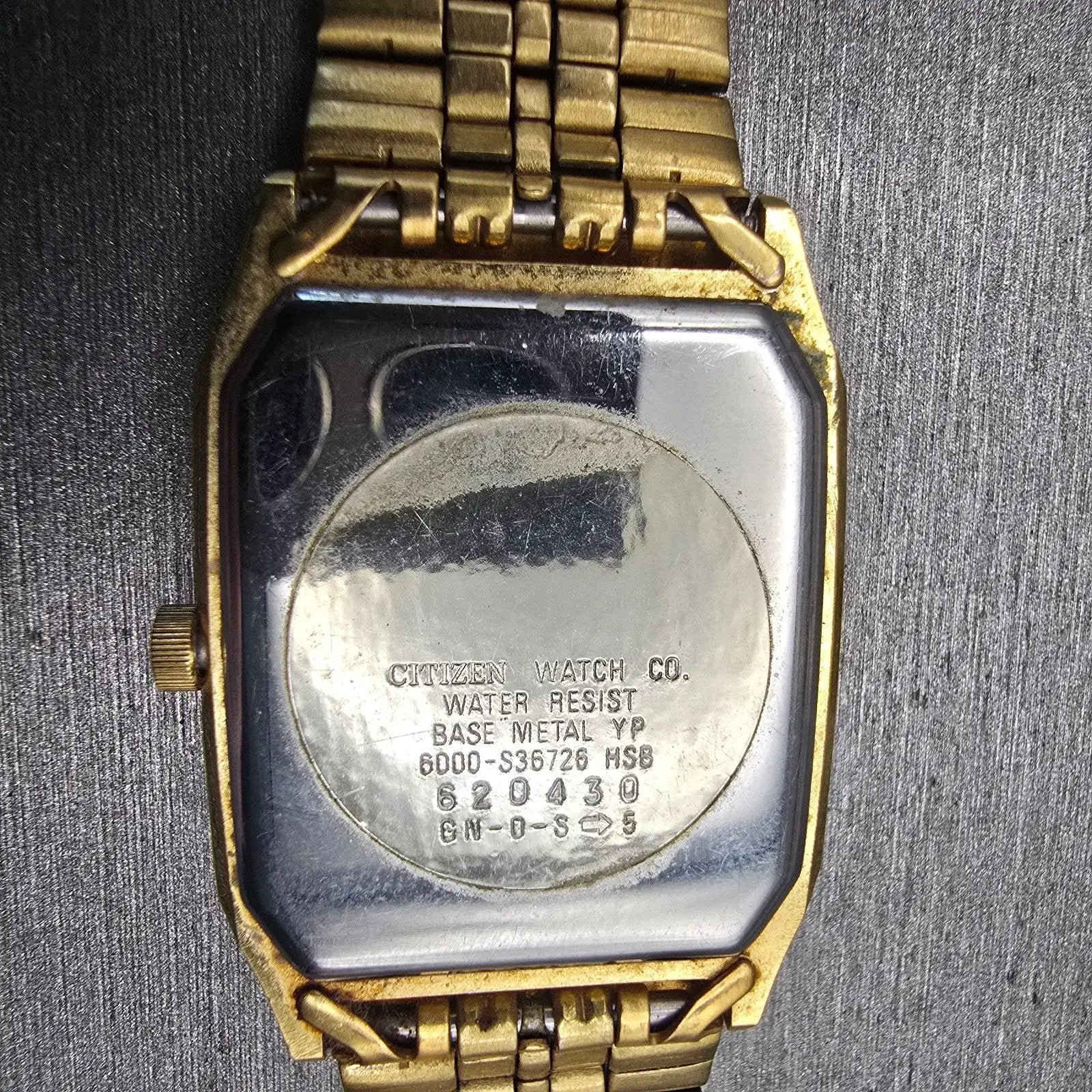 Citizen Watch Men 27mm Black Dial Gold Tone Daydate 6000-S36726 New Battery VTG10