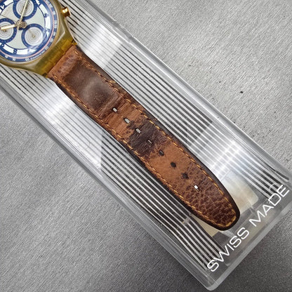 Swatch Chrono Honeytree Watch Men 37mm White Dial Yellow Case SCN107 New Battery7