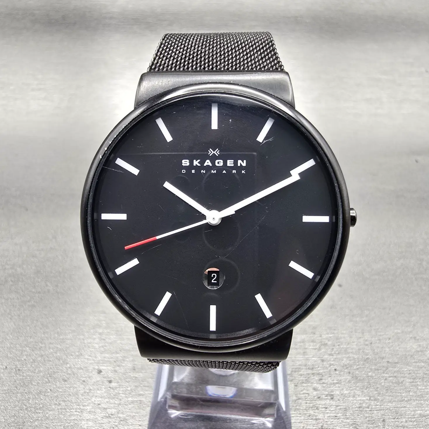 Skagen Watch Men 40mm Black Dial Black Tone Date Round SKW6053 New Battery0