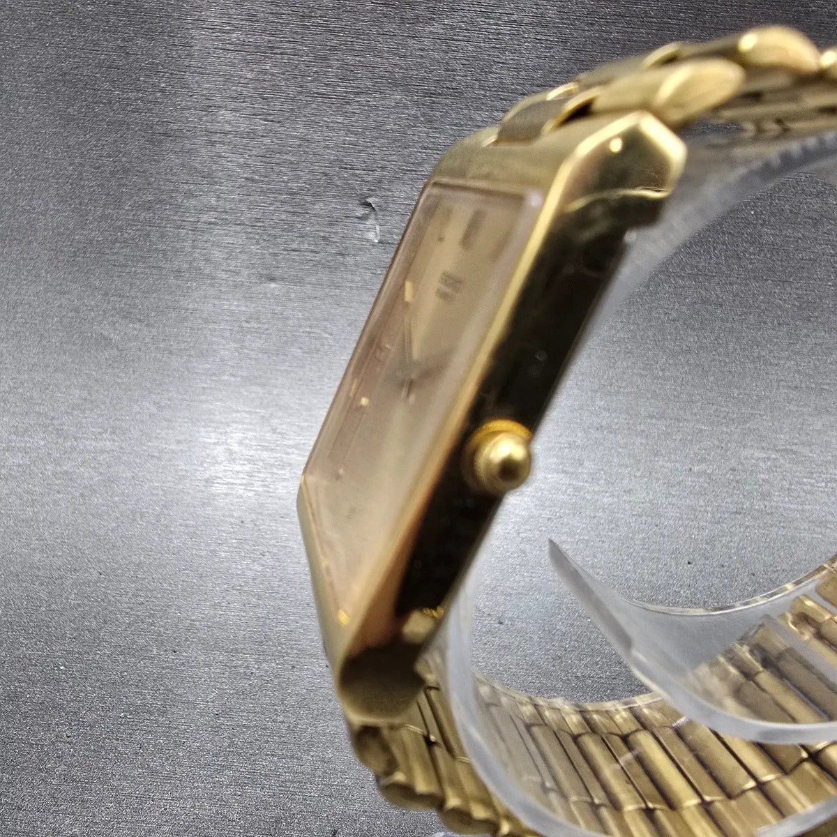 Seiko Tank Watch Men 26mm Champagne Dial Gold Tone Rectangle 5Y94-5119 PARTS3