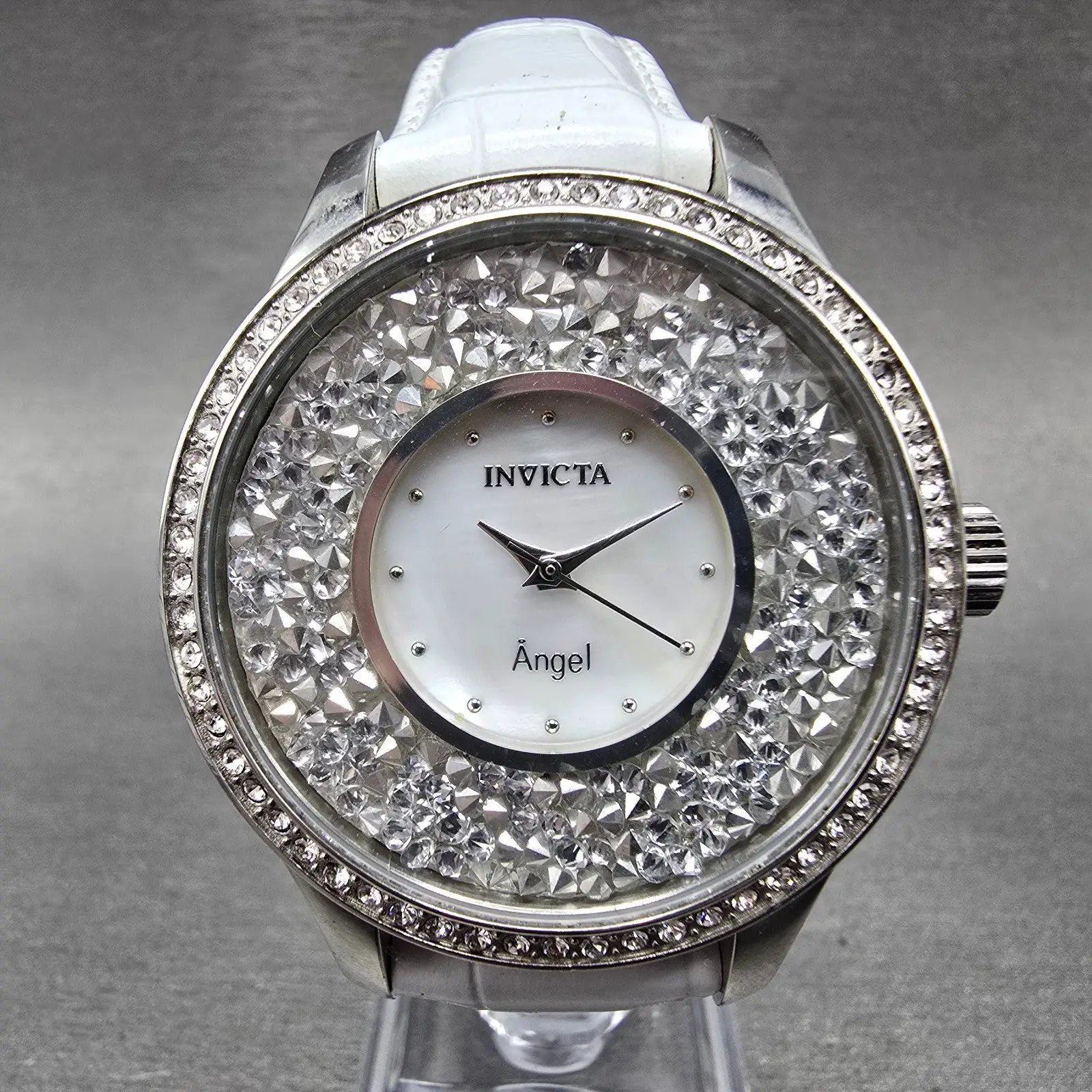 Invicta Angle Watch Women 40mm MOP Dial Silver Tone Round 24591 New Battery0