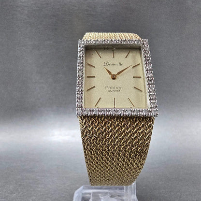 Armitron Deauville Tank Watch Men 23mm Champagne Dial Gold Crystal Bezel New bat5