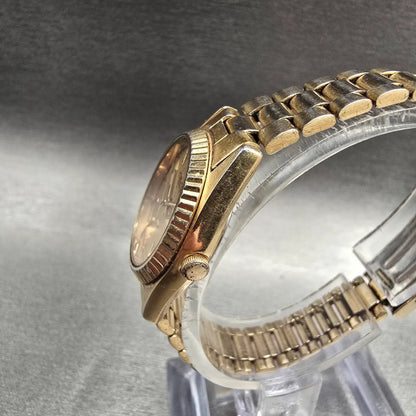 Seiko SQ Watch Women 24mm Gold Dial Gold Tone Daydate Round 3E23-0A60 New Batt 62
