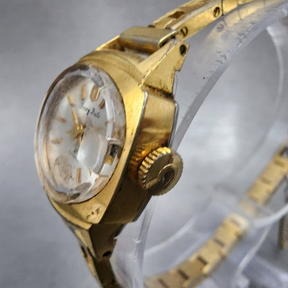Citizen Ivory Date Watch Women 18mm Silver Dial Gold Tone Date Manual Runs2