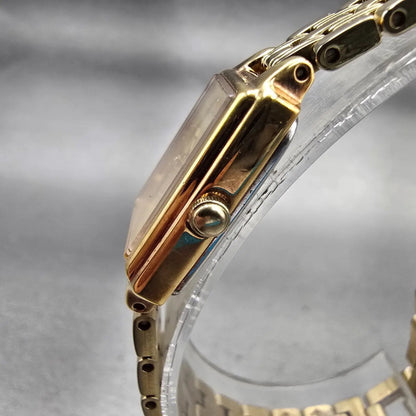 Seiko Watch Women 16mm Champagne Dial Gold Tone Rectangle 1N01-0FH0 New Battery2