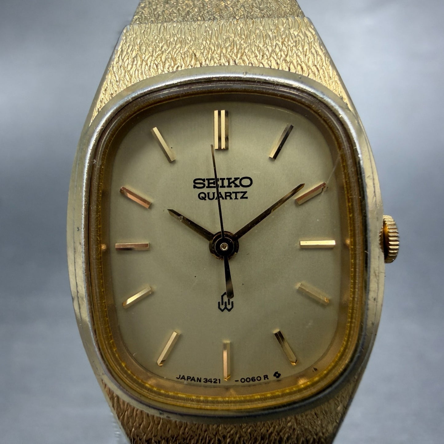 Seiko Watch Women 20mm Champagne Dial Gold Tone Oval 3421-5020 New Battery1