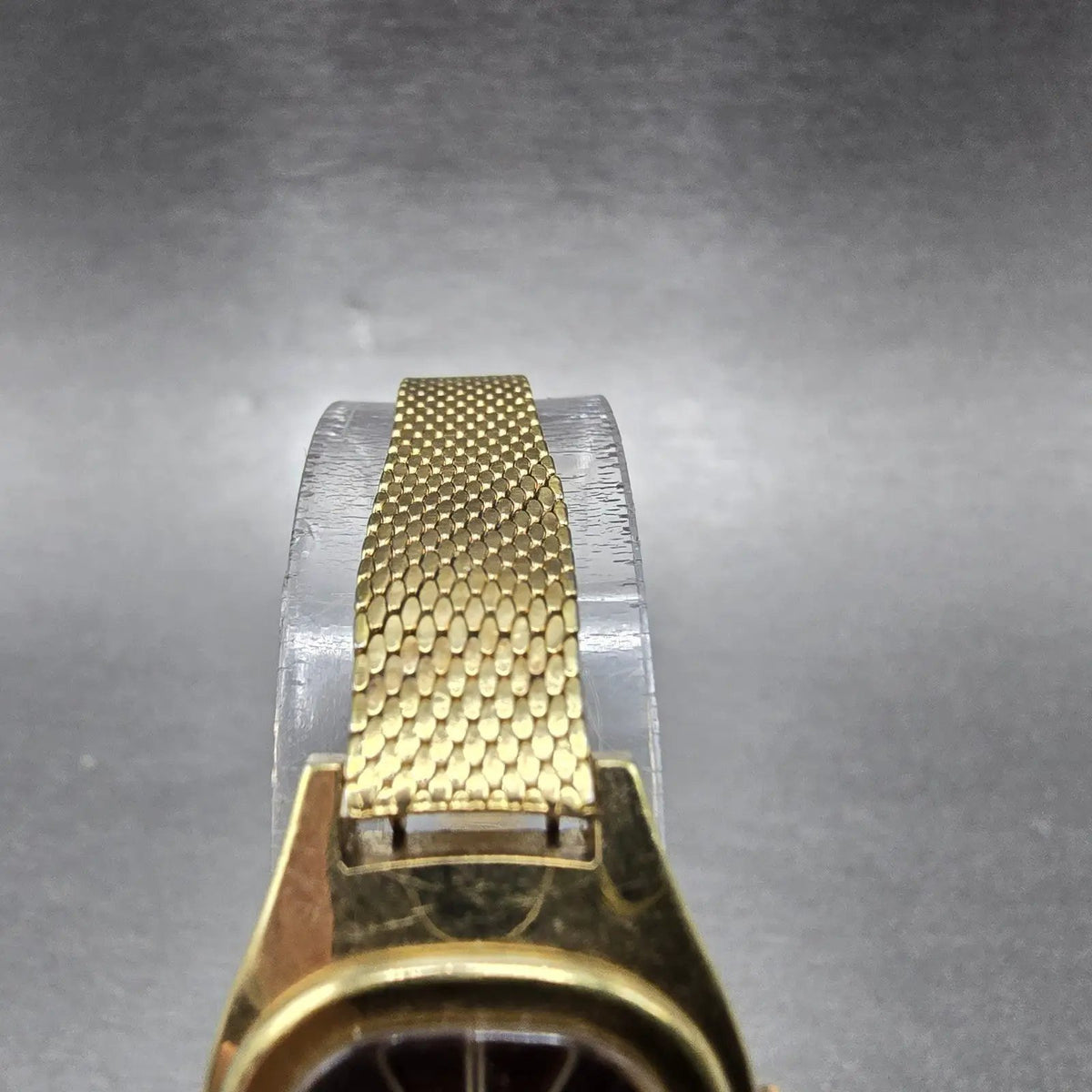Bulova Accutron Watch Women 18mm Brown Dial Gold Tone Rectangle Mesh band PARTS5