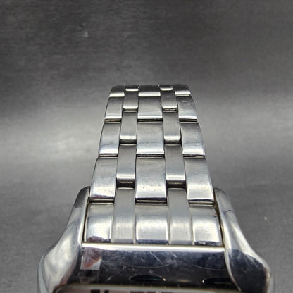 Emporio Armani Tank Watch Men 35mm White Dial Steel Date Rectangle New Battery D4