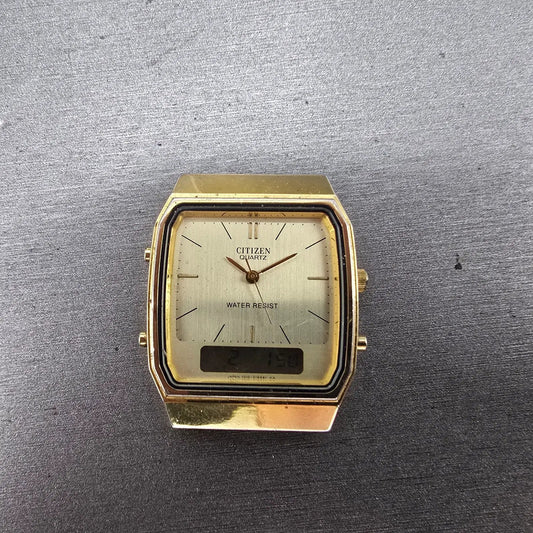 Citizen Analog Digital Watch Men 32mm Champagne Dial Gold Tone T011-312627 PARTS0