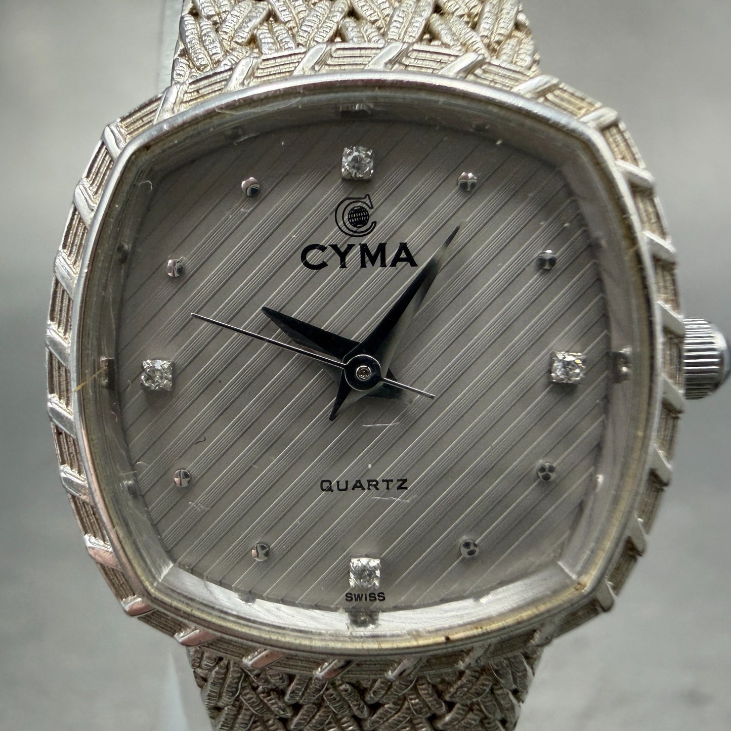 Cyma Watch Women 22mm Silver Dial Silver Tone Rectangle Mesh E616 New Battery1