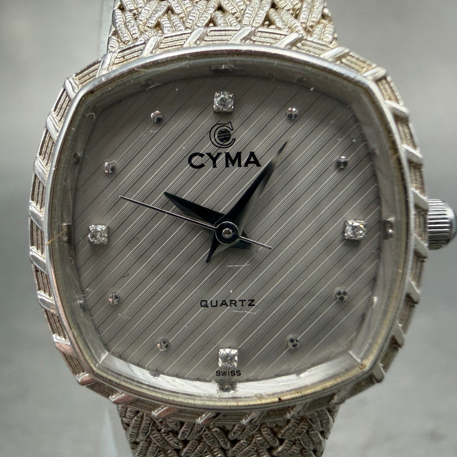 Cyma Watch Women 22mm Silver Dial Silver Tone Rectangle Mesh E616 New Battery1