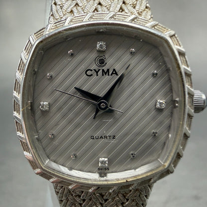 Cyma Watch Women 22mm Silver Dial Silver Tone Rectangle Mesh E616 New Battery1