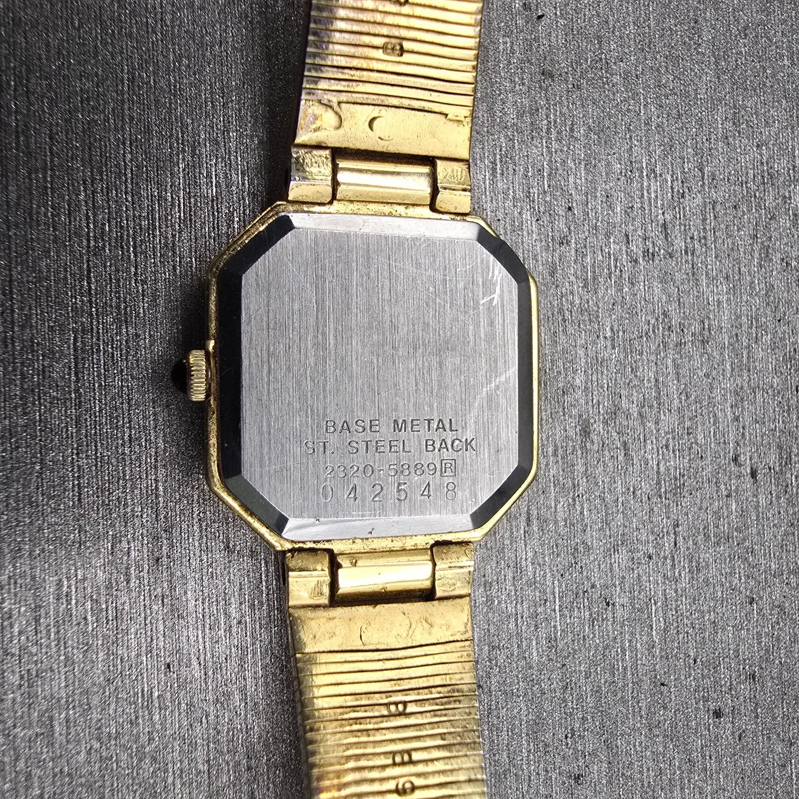 Seiko Watch Women 20mm Gold Dial Gold Tone Octagon 2320-5889 New Battery Vintage10