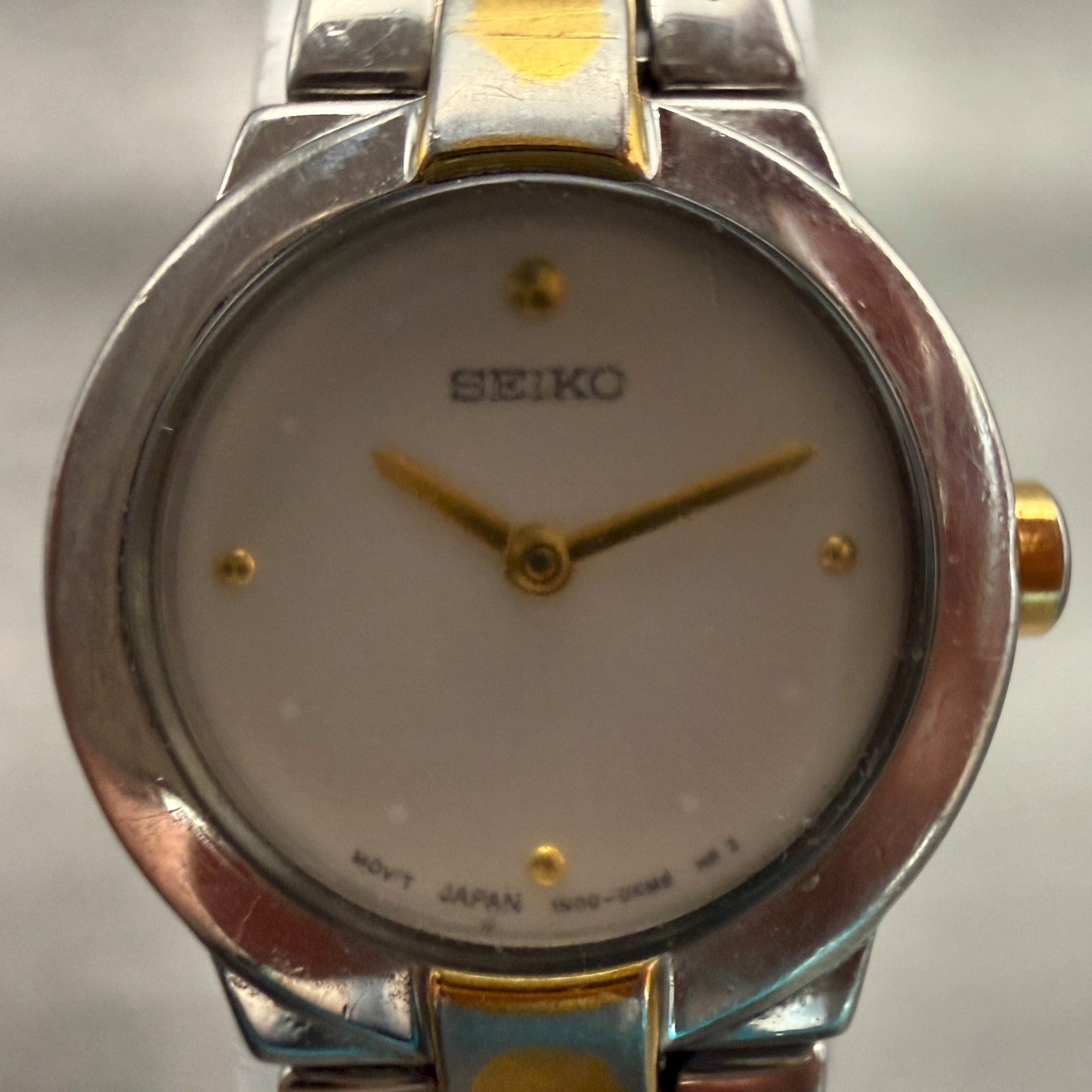 Seiko Watch Women 20mm Silver Dial Two Tone Round 1N00-0GM0 New Battery1