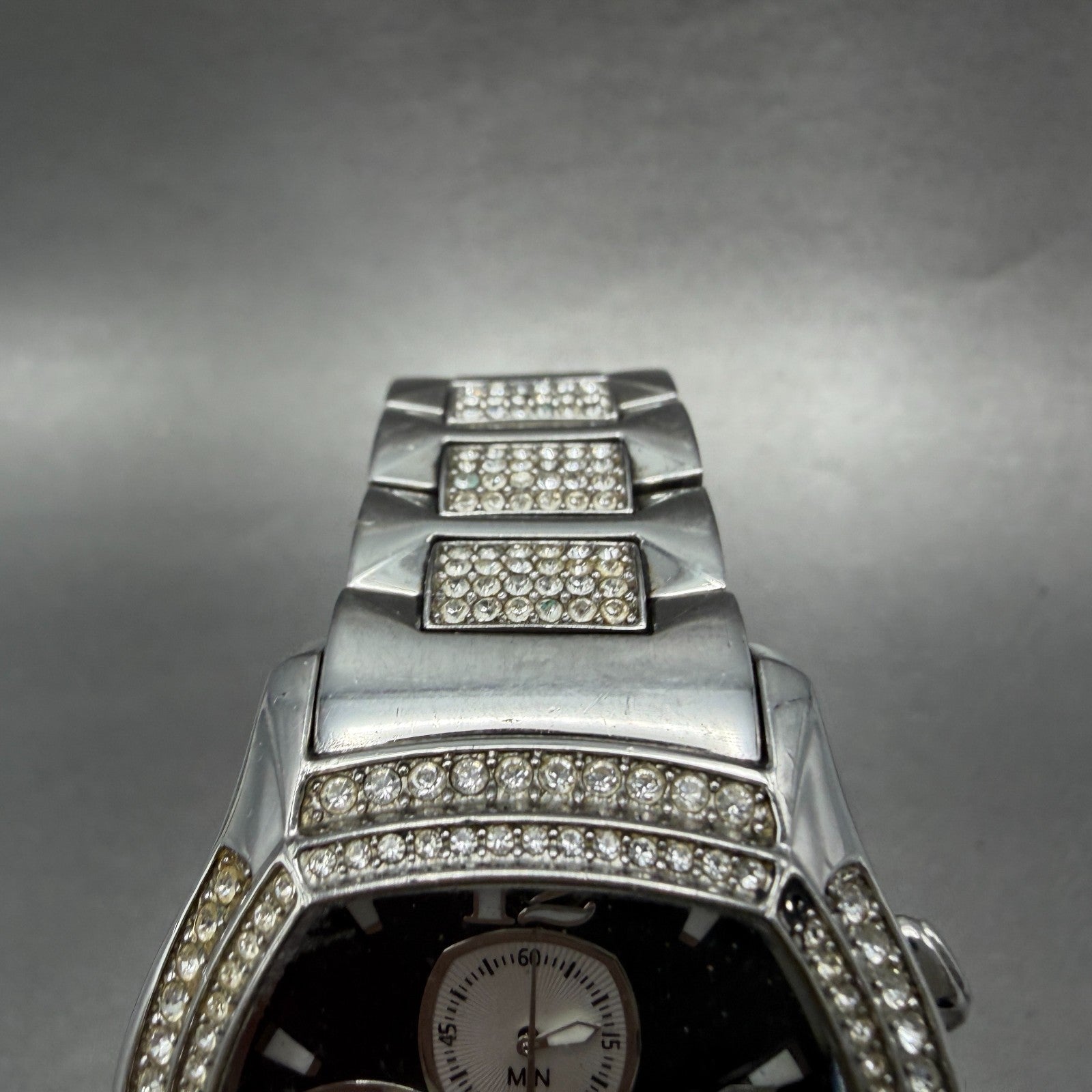 Bulova Chronograph Watch Men 39mm Black Dial Silver Tone Date 96B000 PARTS5