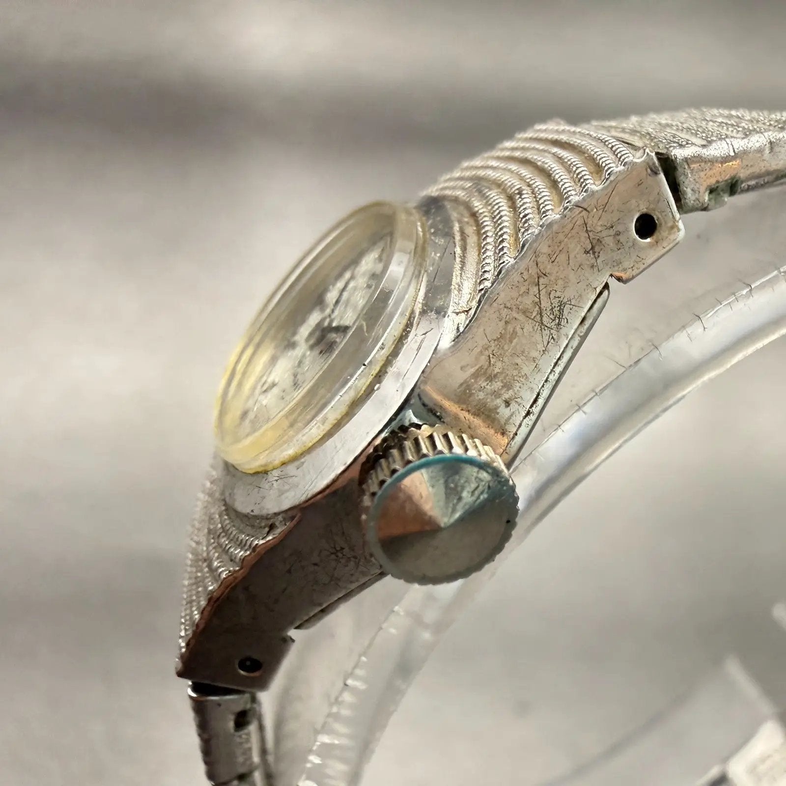 Seiko Watch Women 18mm Silver Dial White Gold Plated Oval 11-7440 Manual Runs2
