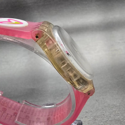 Swatch Pink Candy Watch Women 34mm White Dial Clear Case Round GE177 New Battery3