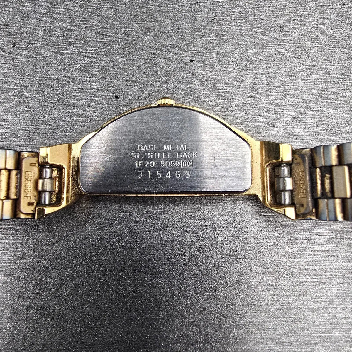 Seiko Half Moon Watch Women 15mm Black Dial Gold Asymmetrical 1F20-5D59 New Batt10