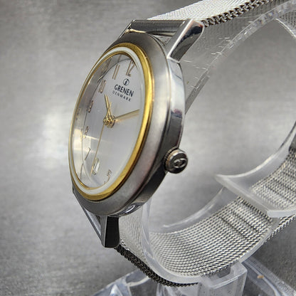 Skagen Grenen Watch Women 28mm Silver Dial Steel Date Mesh Band New Battery2