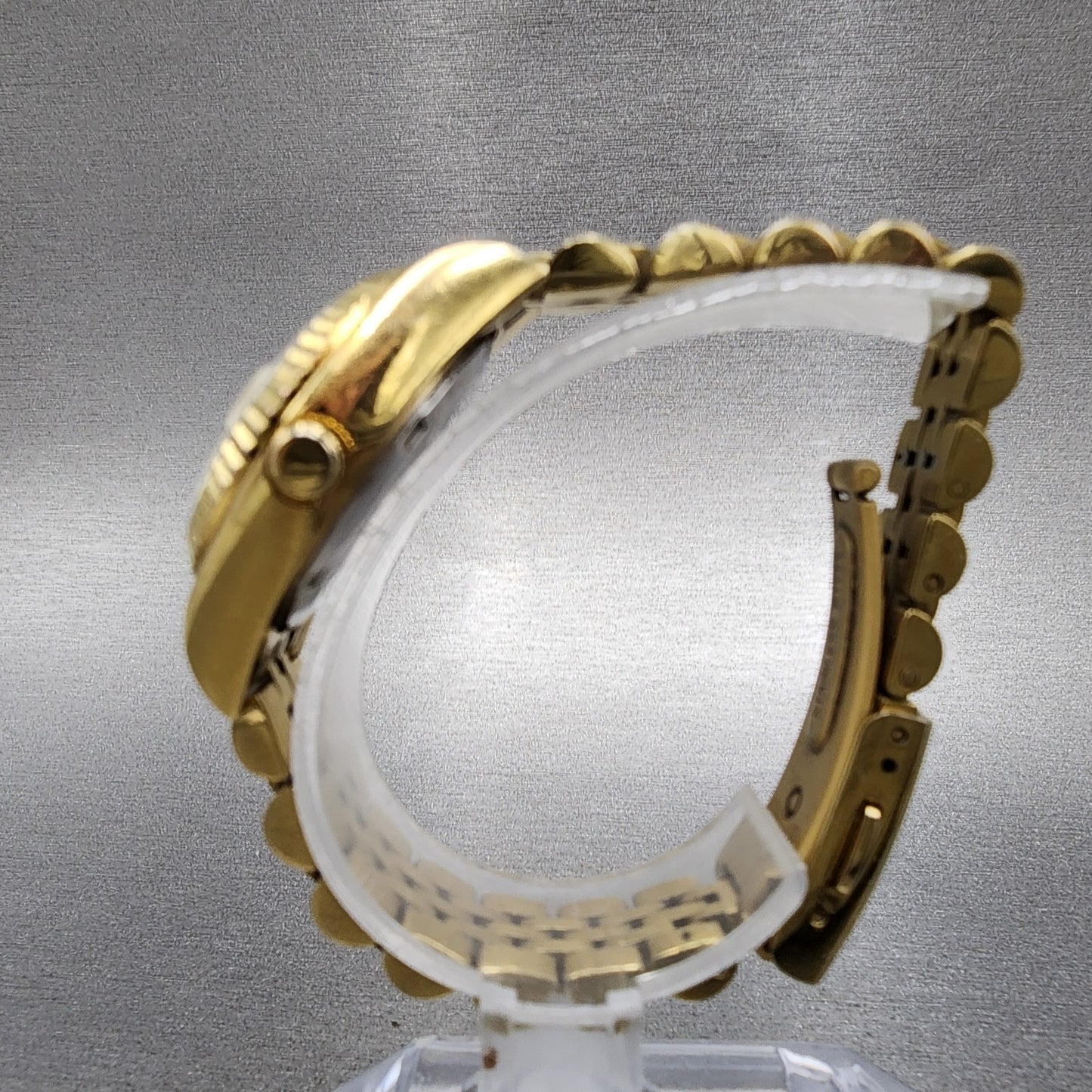 Technos Datejust Watch Women 27mm Champange Dial Gold Tone Date Round New Batt7