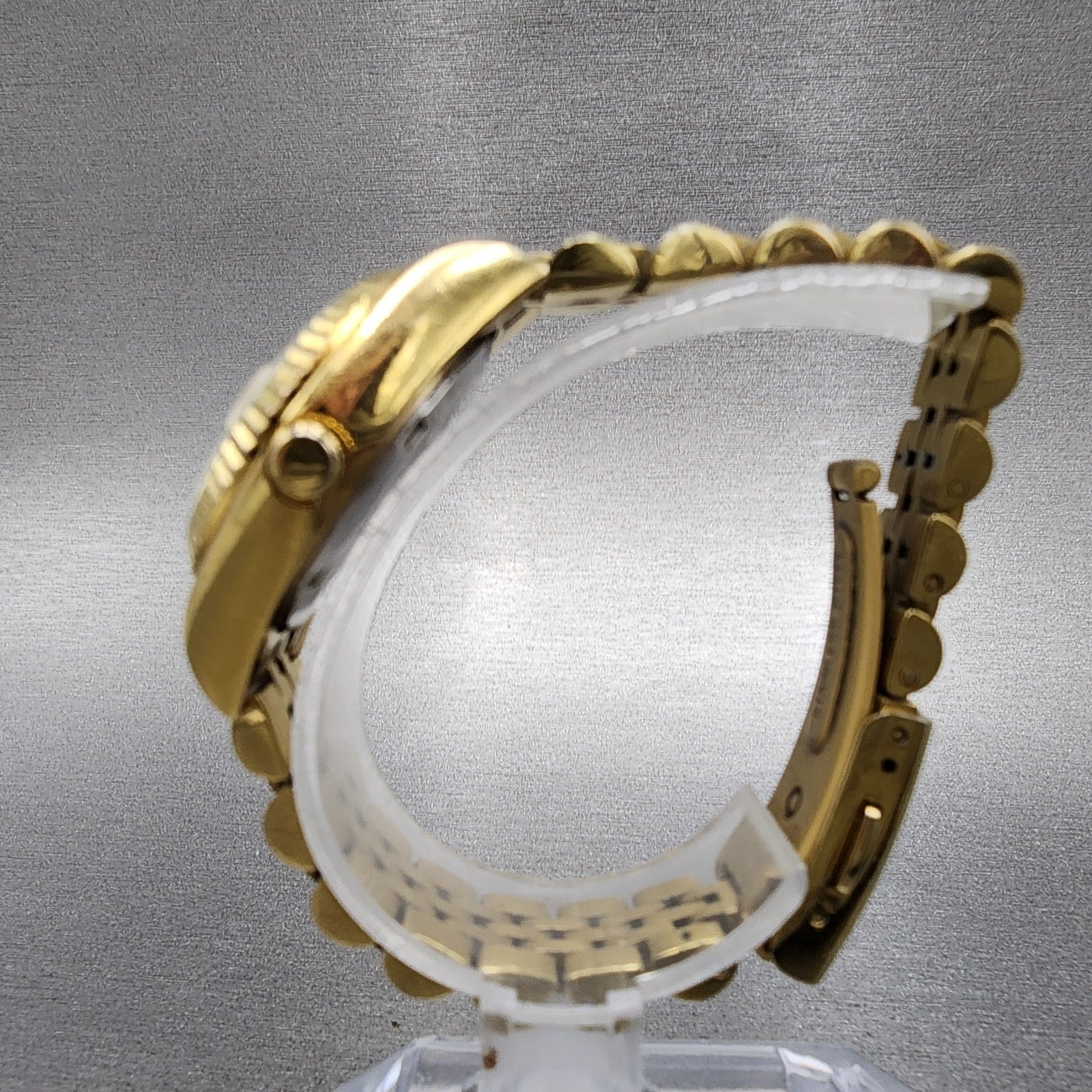 Technos Datejust Watch Women 27mm Champange Dial Gold Tone Date Round New Batt7