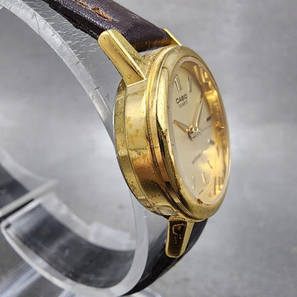 Casio LTP1095 Watch Women 23mm Gold Dial Gold Tone Round Leather New Battery3