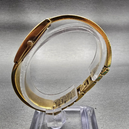 Bulova Watch Women 15mm Champagne Dial Gold Tone Rectangle New Battery 97T466