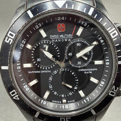 Swiss Military Hanowa Chronograph Watch Men 42mm Black Dial Black Tone READ!!!!!1