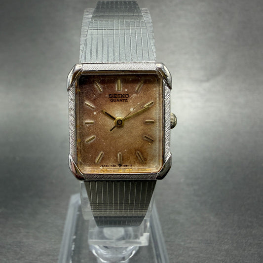 Seiko Tank Watch Women 18mm Silver Dial Silver Tone 7321-5810 New Battery VTG0