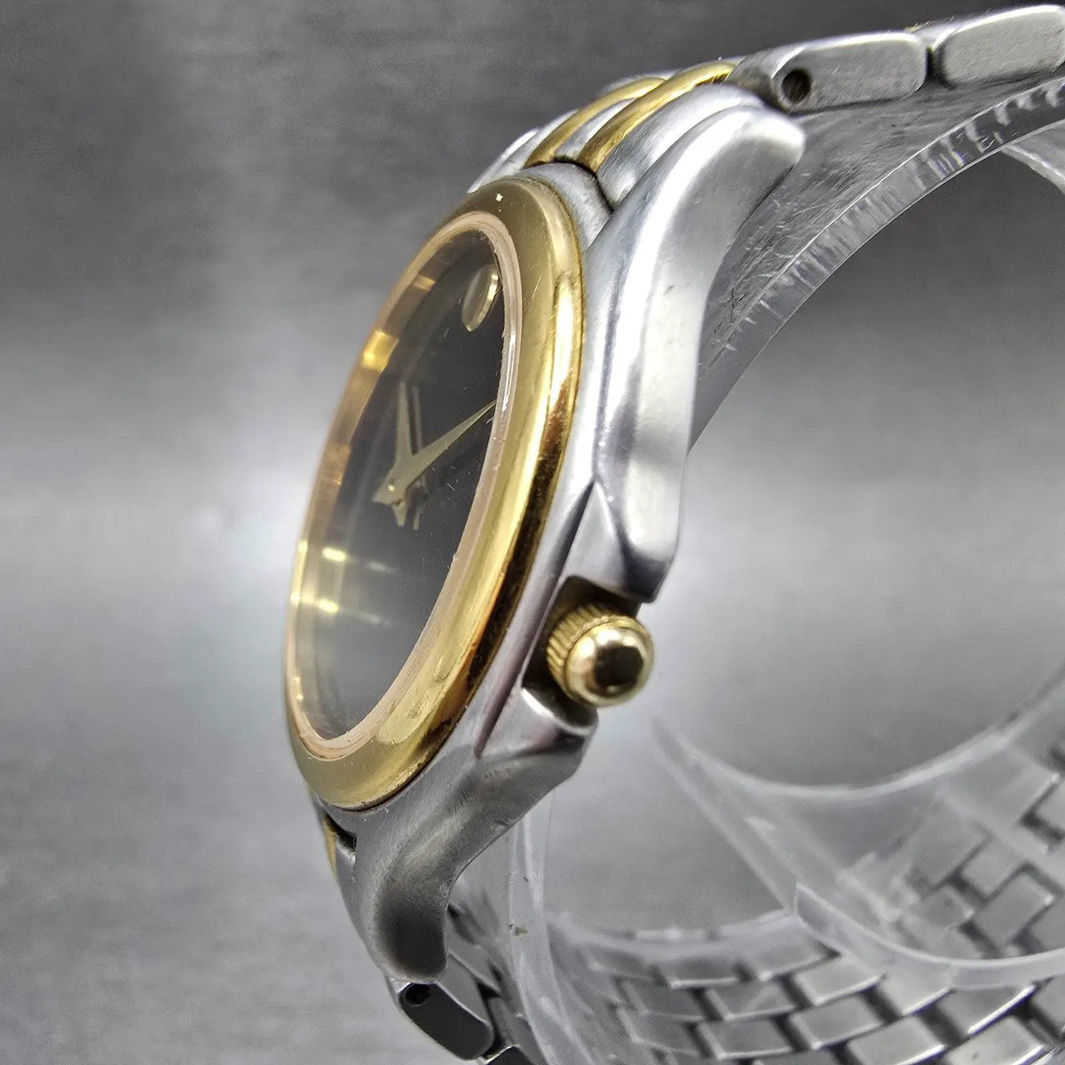 Movado Museum Watch Women 28mm Black Dial Two Tone Round 81-D1-823 New Battery2