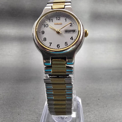 Seiko Watch Women 24mm White Dial Two Tone Daydate Round 7N83-0131 New Battery5
