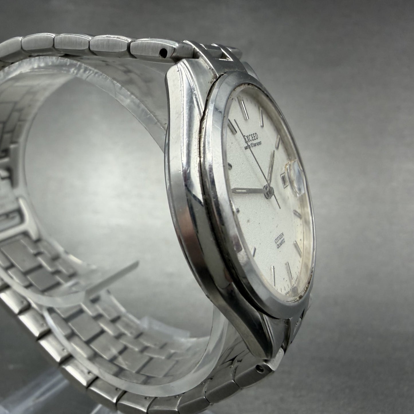 Citizen Exceed Watch Men 34mm White Dial Silver Tone Date 2710-274831 PARTS4