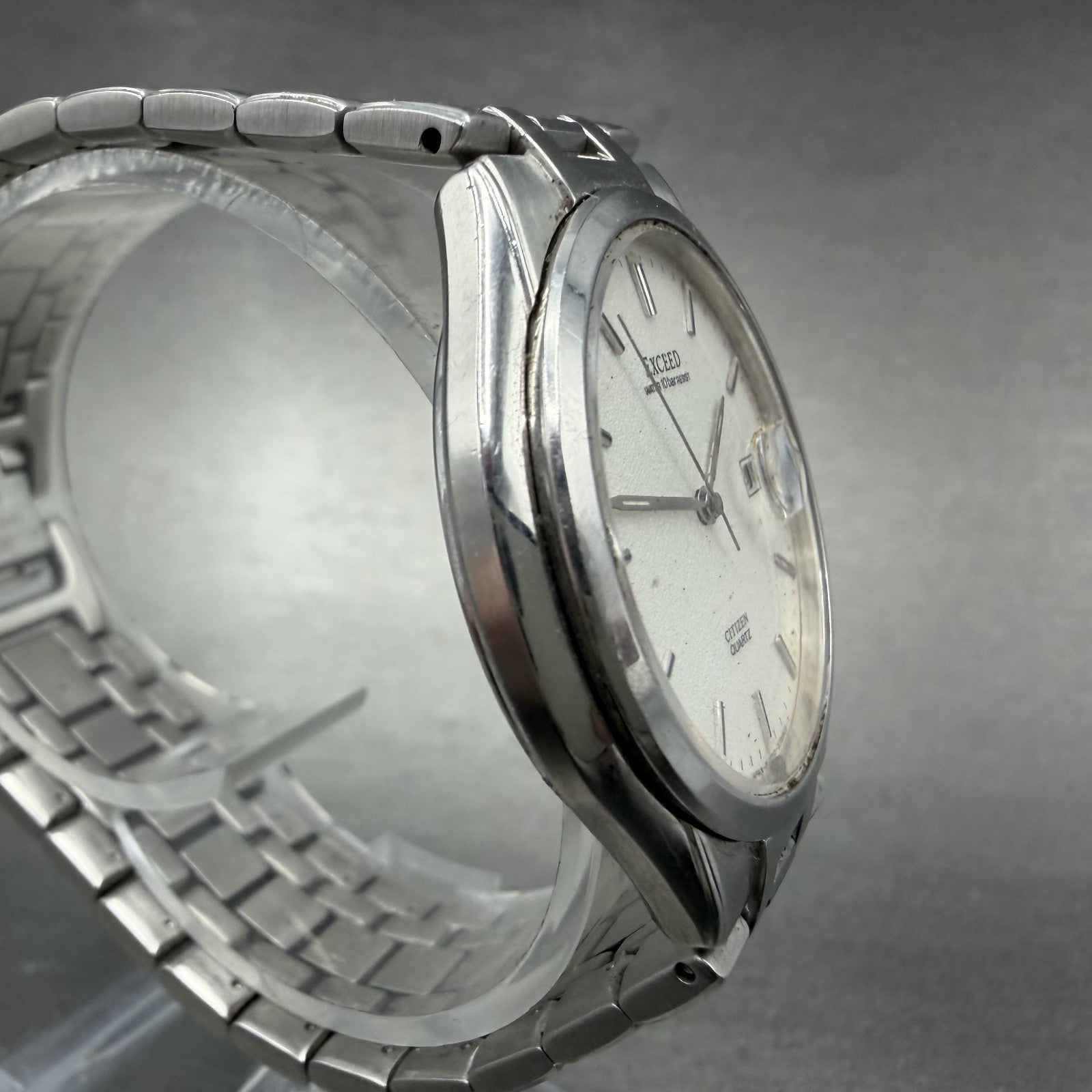 Citizen Exceed Watch Men 34mm White Dial Silver Tone Date 2710-274831 PARTS4