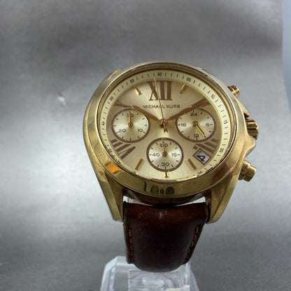 Michael kors Bradshaw Watch Women 36mm Champagne Dial Gold Tone Date New Batt AB5
