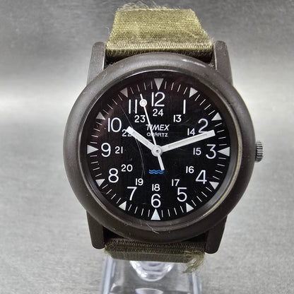 Timex Camper Watch Men 36mm Black Dial Green Vintage Round New Battery T417110