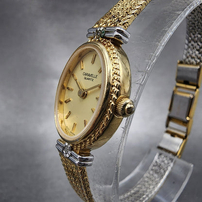 Bulova Caravelle Watch Women 17mm Cream Dial Gold Tone Mesh Band 46K02 New Batt2