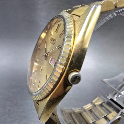 Seiko SQ President Watch Men 36mm Gold Dial Gold Daydate 5Y23-8A60 Round PARTS T3
